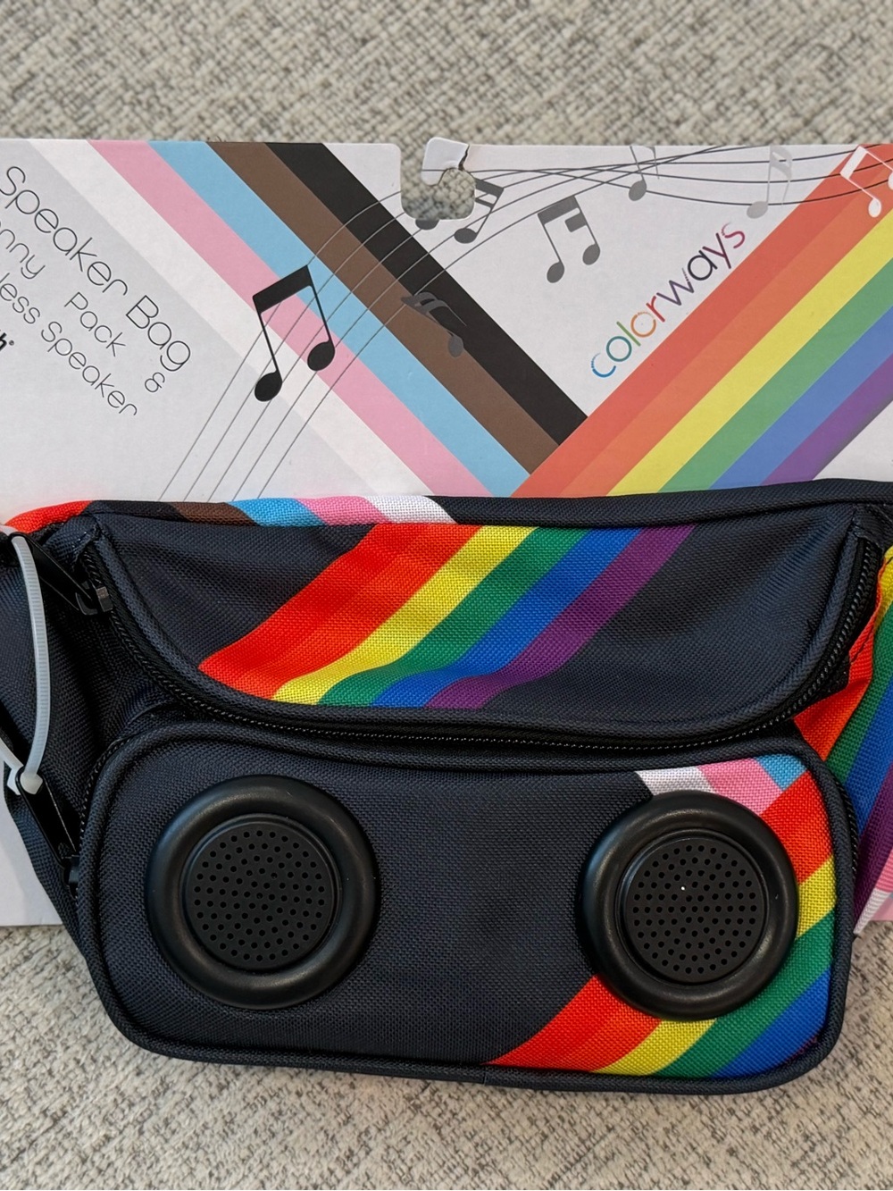 Rainbow Portable Speaker Bag with Built-In Speakers - Black